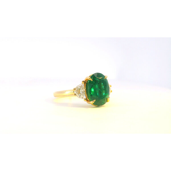 18kt Yellow Gold 3.79 Emerald .69 Diamond Ring