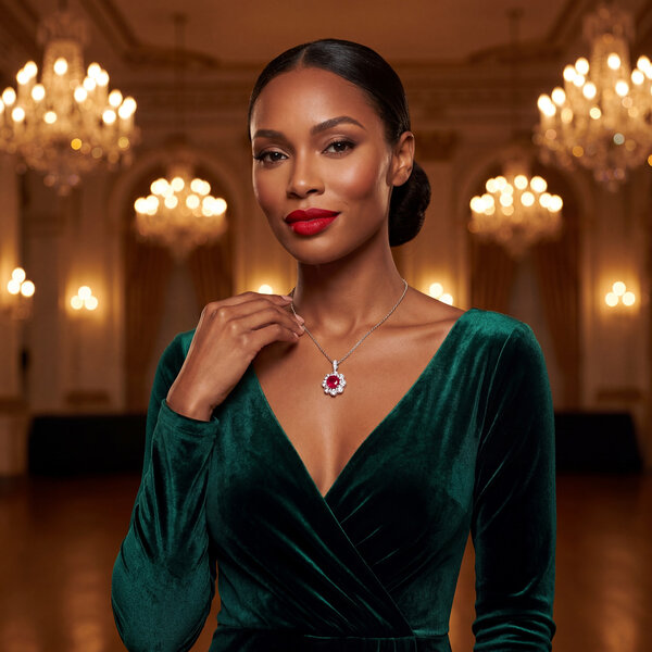 18kt White Gold 2.15 Ruby 2.17 Diamond Pendant