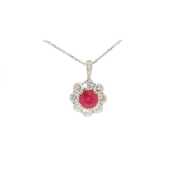 18kt White Gold 2.15 Ruby 2.17 Diamond Pendant
