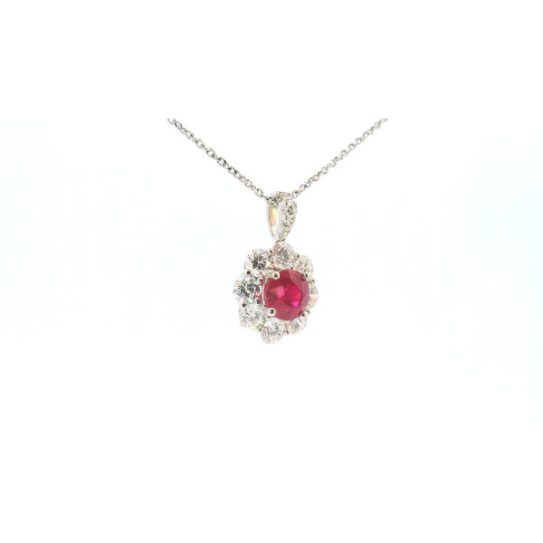 18kt White Gold 2.15 Ruby 2.17 Diamond Pendant