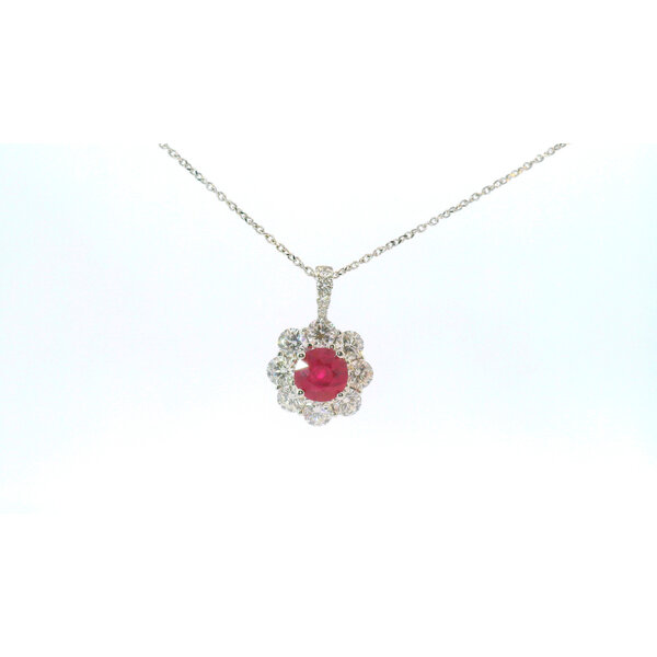 18kt White Gold 2.15 Ruby 2.17 Diamond Pendant