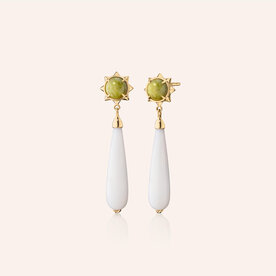 MONICA RICH KOSANN 18kt Yellow Gold 39.87 Opal 6.79 Jade Drop Earrings