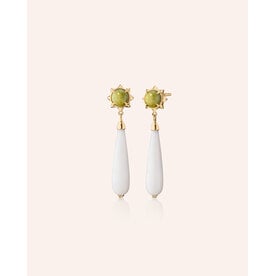 MONICA RICH KOSANN 18kt Yellow Gold 39.87 Opal 6.79 Jade Drop Earrings