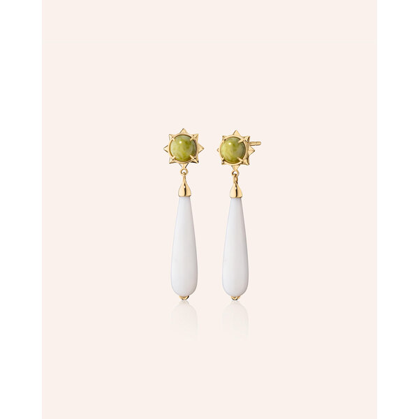 MONICA RICH KOSANN 18kt Yellow Gold 39.87 Opal 6.79 Jade Drop Earrings