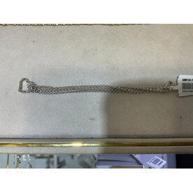 14kt  WHITE GOLD ANKLET 1 STATIN OPEN HEART 10IN 14W