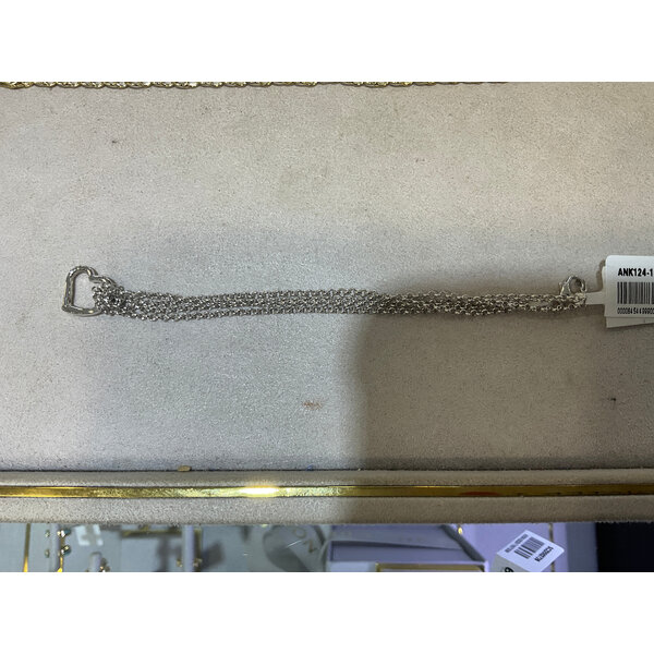 14kt WHITE GOLD ANKLET 1 STATIN OPEN HEART 10IN 14W