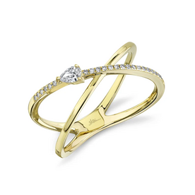 SHY CREATION INC 14kt Yellow Gold .15 Diamond Pear X Ring
