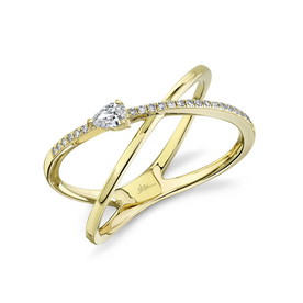 SHY CREATION INC 14kt Yellow Gold .15 Diamond Pear X Ring