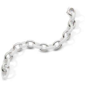 MONICA RICH KOSANN CH-XLCeramic-White-S - SS Marilyn White Ceramic Link Bracelet