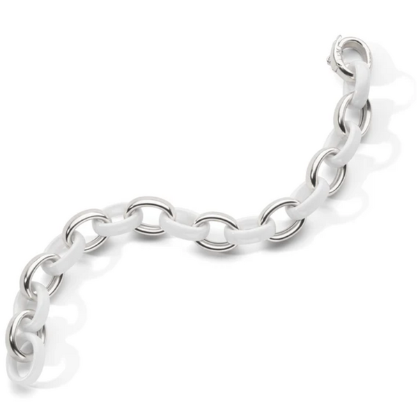 MONICA RICH KOSANN CH-XLCeramic-White-S - SS Marilyn White Ceramic Link Bracelet