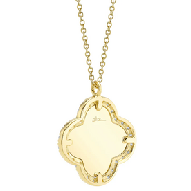 SHY CREATION INC 14kt Yellow Gold .22 Diamond Ribbed Clover Necklace