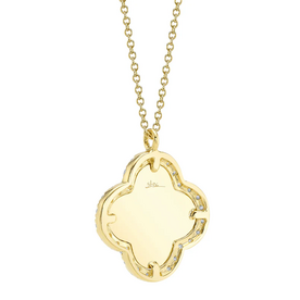 SHY CREATION INC 14kt Yellow Gold .22 Diamond Ribbed Clover Necklace