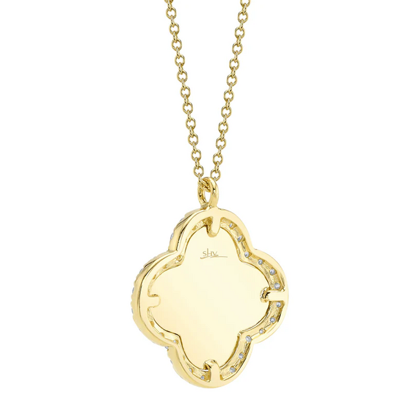 SHY CREATION INC 14kt Yellow Gold .22 Diamond Ribbed Clover Necklace