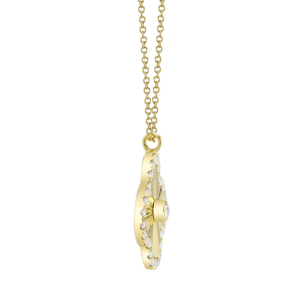 SHY CREATION INC 14kt Yellow Gold .22 Diamond Ribbed Clover Necklace