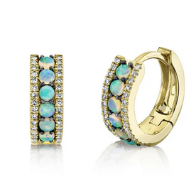 SHY CREATION INC 14K Y/G 0.28CT Opal & 0.15CT Diamond Huggie Earrings