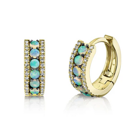 SHY CREATION INC 14K Y/G 0.28CT Opal & 0.15CT Diamond Huggie Earrings