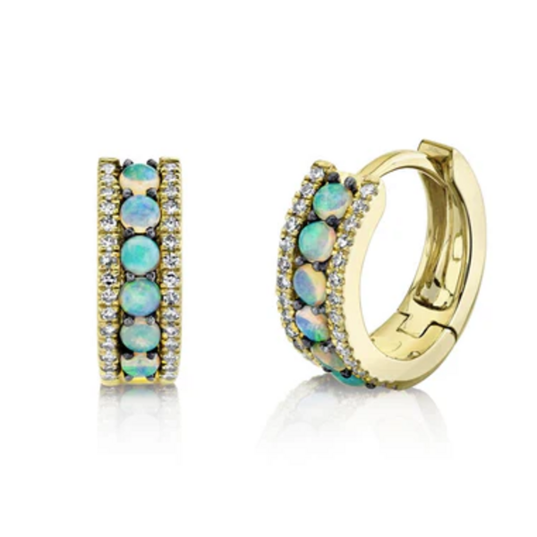 SHY CREATION INC 14K Y/G 0.28CT Opal & 0.15CT Diamond Huggie Earrings