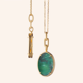 MONICA RICH KOSANN “Elle” Aventurine Stone Slim Locket Necklace