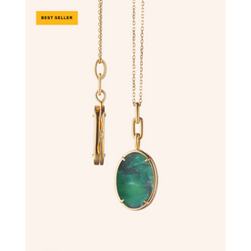 MONICA RICH KOSANN “Elle”  Aventurine Stone Slim Locket Necklace