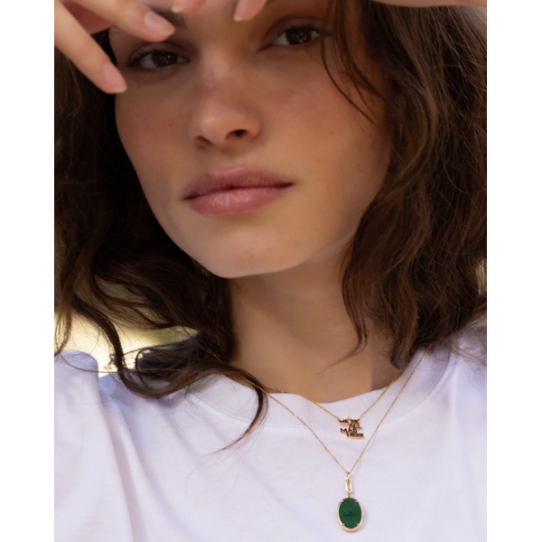 MONICA RICH KOSANN “Elle”  Aventurine Stone Slim Locket Necklace