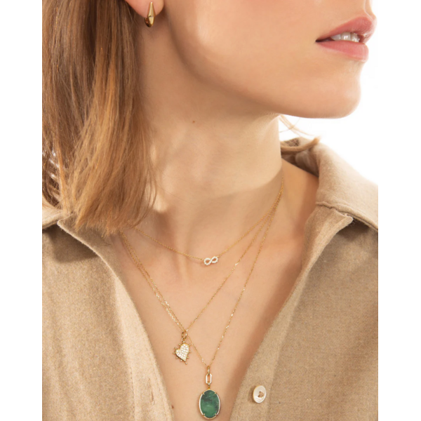 MONICA RICH KOSANN “Elle”  Aventurine Stone Slim Locket Necklace