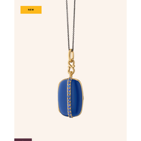 MONICA RICH KOSANN Blue Enamel Vermeil Cushion Locket with Blue Sapphires 18K Yellow Gold over Sterling Silver.