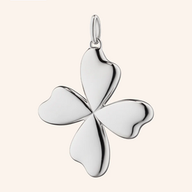 MONICA RICH KOSANN "Lucky" Four Leaf Clover Necklace in Sterling Silver on 20" Black Cord Necklace