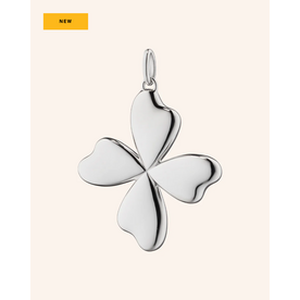 MONICA RICH KOSANN "Lucky" Four Leaf Clover Necklace in Sterling Silver on 20" Black Cord Necklace