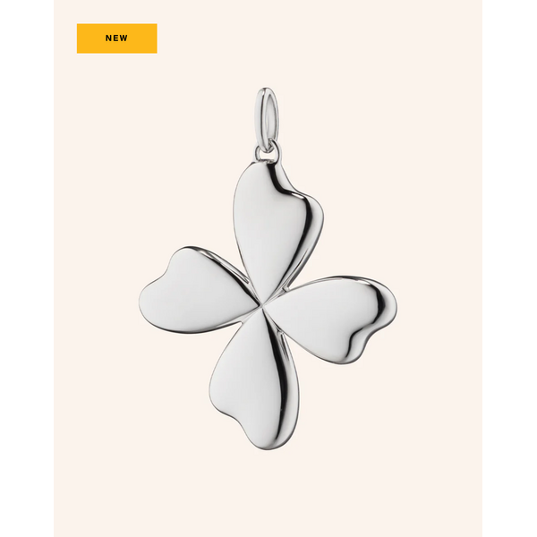 MONICA RICH KOSANN "Lucky" Four Leaf Clover Necklace in Sterling Silver on 20" Black Cord Necklace