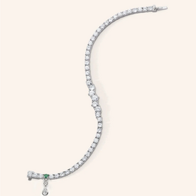 MRK Classic Sapphire Tennis Bracelet with White Sapphires and Tsavorite In Sterling Silver