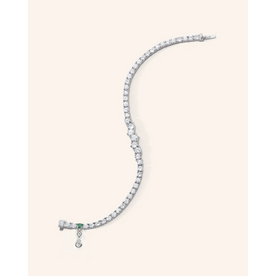 MRK Classic Sapphire Tennis Bracelet with White Sapphires and Tsavorite In Sterling Silver