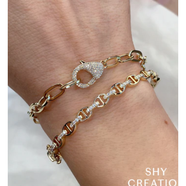 SHY CREATION INC 14K Y/G 0.41CT DIAMOND PAPER CLIP LINK BRACELET