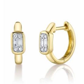 SHY CREATION INC SC55025977RD - 14 ky .14 Dia Baguette Huggie Earrings