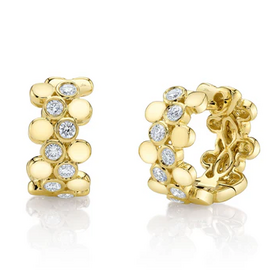 SHY CREATION INC 14 ky .30 Diamond Bezel Huggie Earrings
