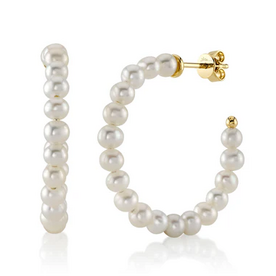 SHY CREATION INC SC36213972V2D1.15 - 14 ky Cultured Pearl Hoop Earrings