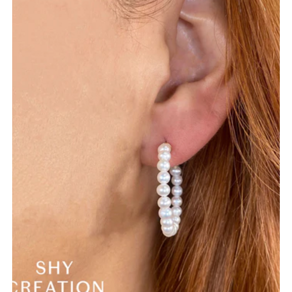SHY CREATION INC SC36213972V2D1.15 - 14 ky Cultured Pearl Hoop Earrings