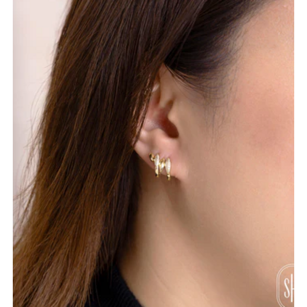 SHY CREATION INC SC55029481 - 14ky .12 Dia Marquise Double Huggie Earrings