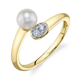 SHY CREATION INC 14ky .06 Diamond and Cultured Pearl Ring