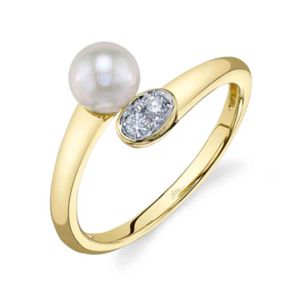 SHY CREATION INC 14ky .06 Diamond and Cultured Pearl Ring