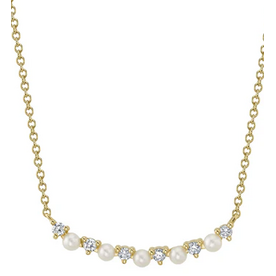 SHY CREATION INC 14ky .12 Diamond and Cultured Pearl Necklace