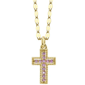 SHY CREATION INC SC55029230 - 14 ky .11 Pink Sapp Cross Necklace