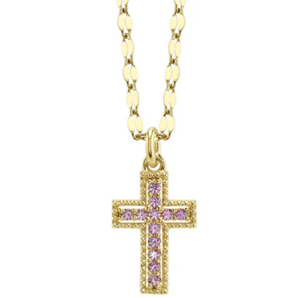 SHY CREATION INC SC55029230 - 14 ky .11 Pink Sapp Cross Necklace