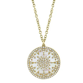 SHY CREATION INC 14ky .32 Diamond and 2.88 MOP Necklace
