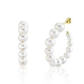 SHY CREATION INC SC36213972 - 14 ky Cultured Pearl Hoop Earrings