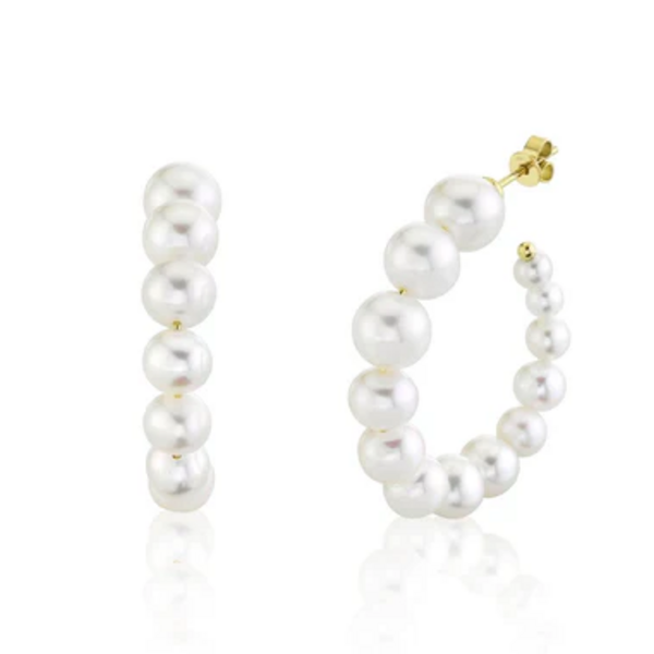 SHY CREATION INC SC36213972 - 14 ky Cultured Pearl Hoop Earrings