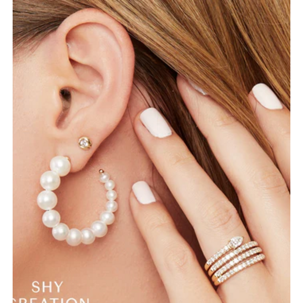 SHY CREATION INC SC36213972 - 14 ky Cultured Pearl Hoop Earrings