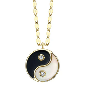 SHY CREATION INC SC55029164 - 14 ky .03 Dia and 1.37 Black Onyx and MOP Necklace