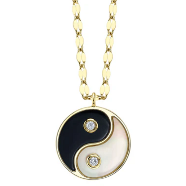 SHY CREATION INC SC55029164 - 14 ky .03 Dia and 1.37 Black Onyx and MOP Necklace