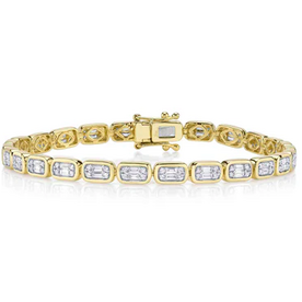 SHY CREATION INC 14 ky 1.53 Diamond Baguette Tennis Bracelet