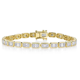 SHY CREATION INC SC55027000RD - 14 ky 1.53 Dia Baguette Tennis Bracelet